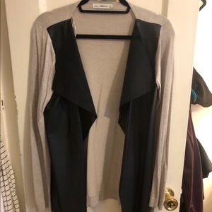 Zara faux leather beige sweater